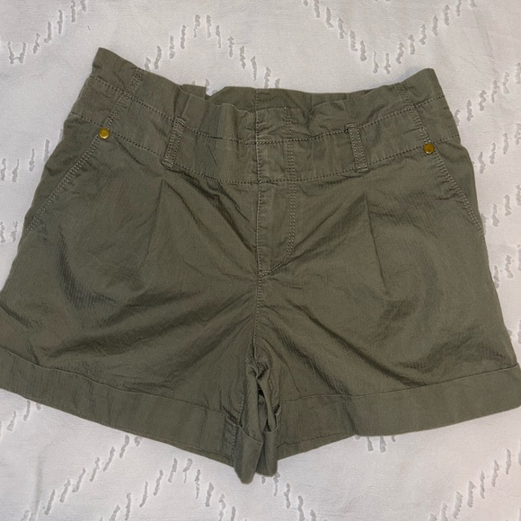LOFT womens olive green‎ paper bag waist mid rise folded hem shorts size 00 - Picture 1 of 8